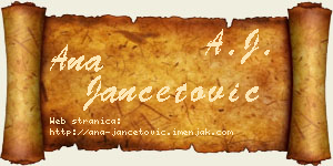 Ana Jančetović vizit kartica